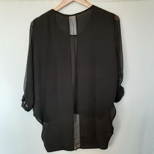 Line & Dot Sheer Black Block High Low Tunic
